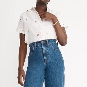 Madewell V-Neck Pocket Shirt in Cross-Stitch Floral NWT
